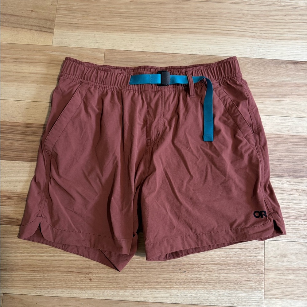 Outdoor Research Terracotta Shorts with Teal Accent